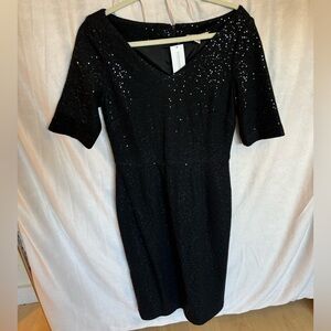 BANANA REPUBLIC Black Sequin Wool Blend Cocktail Dress NWT
